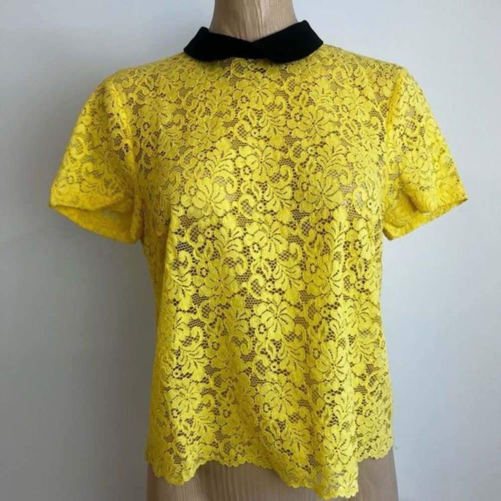 Zara Twee Women’s Cottagecore Peasant Collared Lace Blouse Top Collared Medium